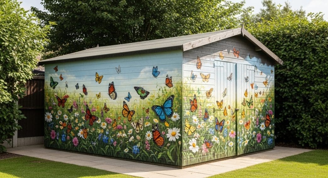 Outdoor shed murals