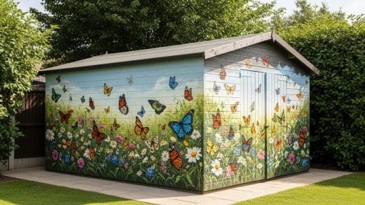 Outdoor shed murals