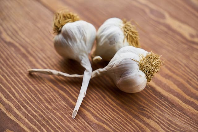 freshly picked garlic from the winter months