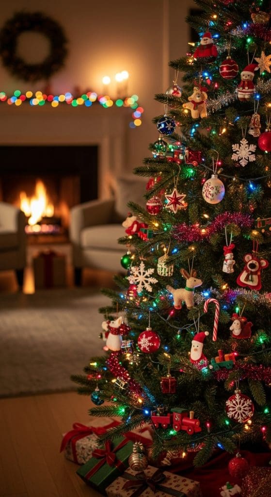 christmas tree decorated with multicolor lights
