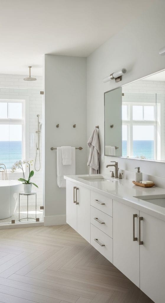 hooks in a white bathroom