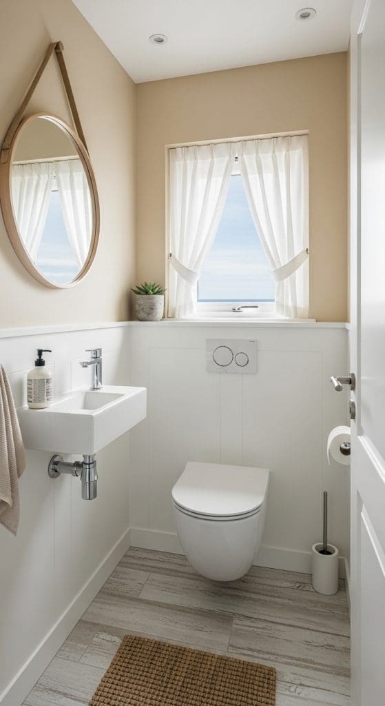 light and bright small toilet with small window