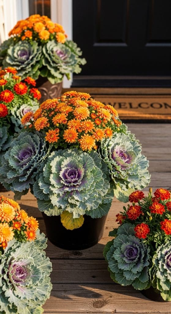 decorative cabbage in flower pots