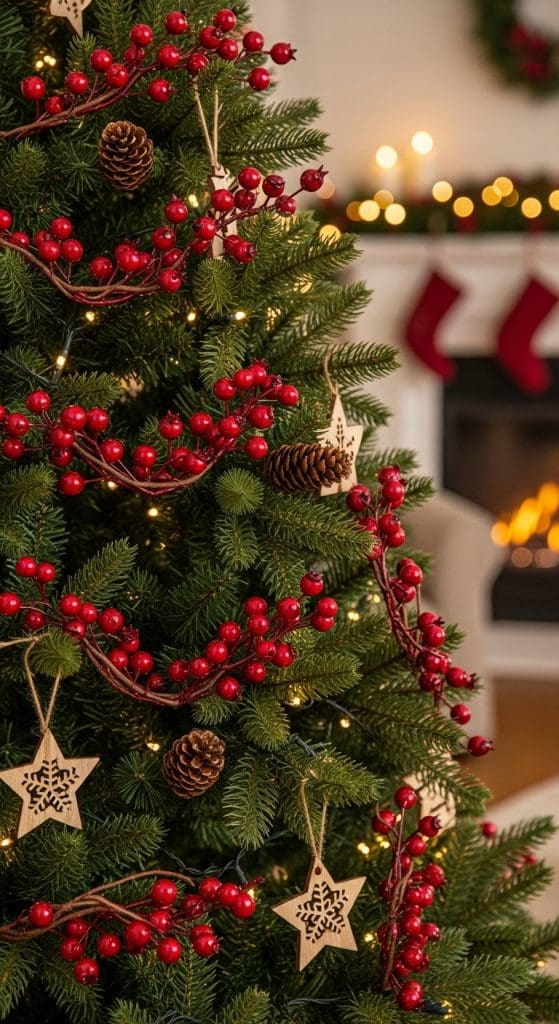 Classic Christmas Tree with red berries for decor