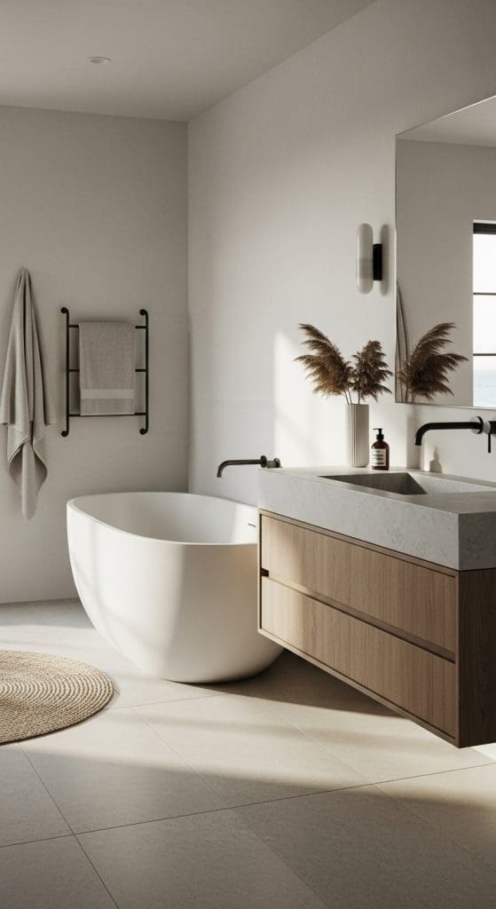 modern coastal bathroom breezy open minimal feel