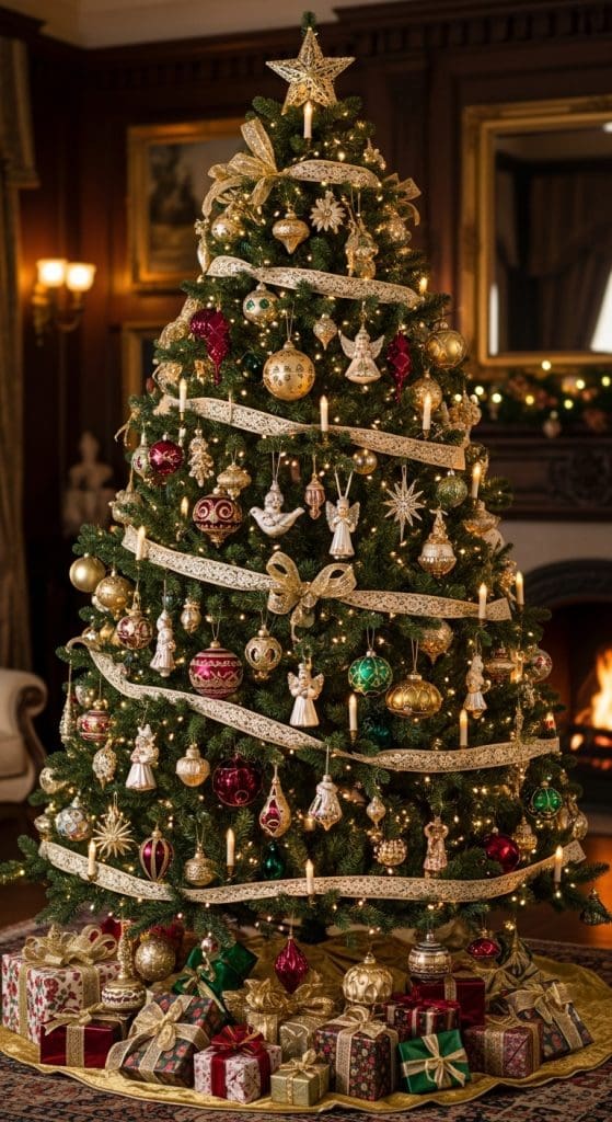 Classic Christmas Tree with a Victorian style decor
