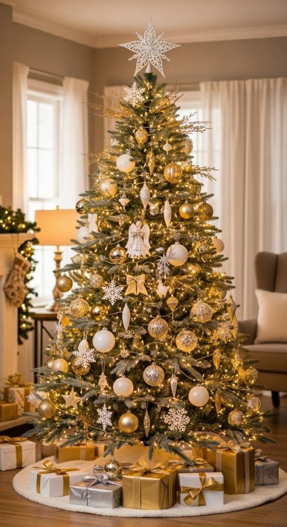 silver christmas tree decor
