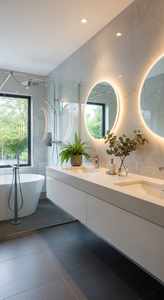 potted plants on sink in bathroom