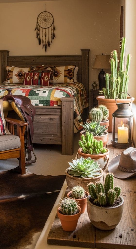 Cactus plants in terracotta pots