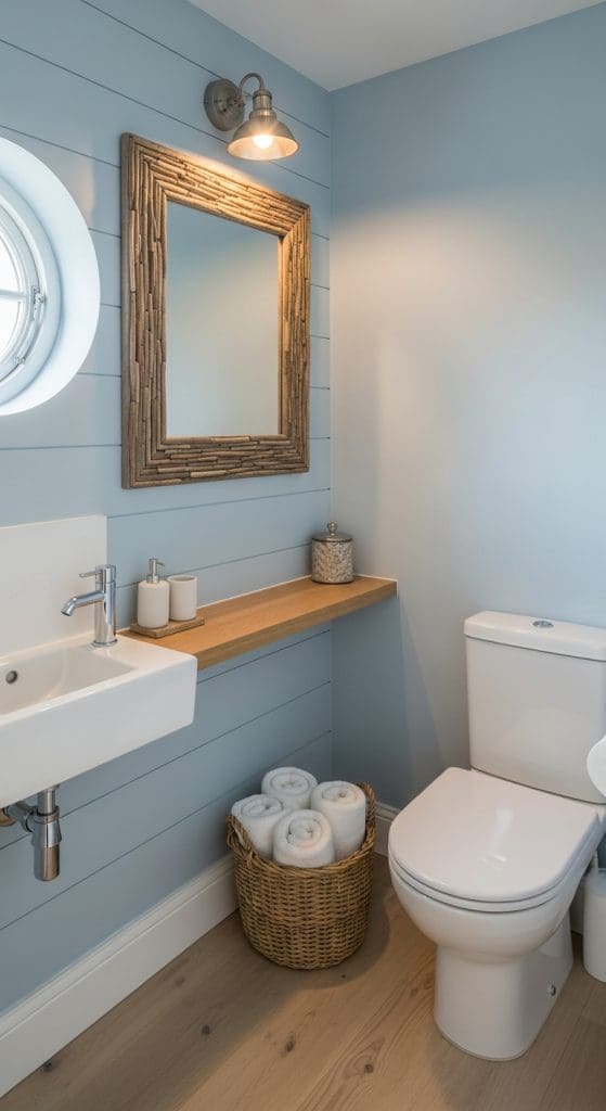 wooden elements in a small toilet