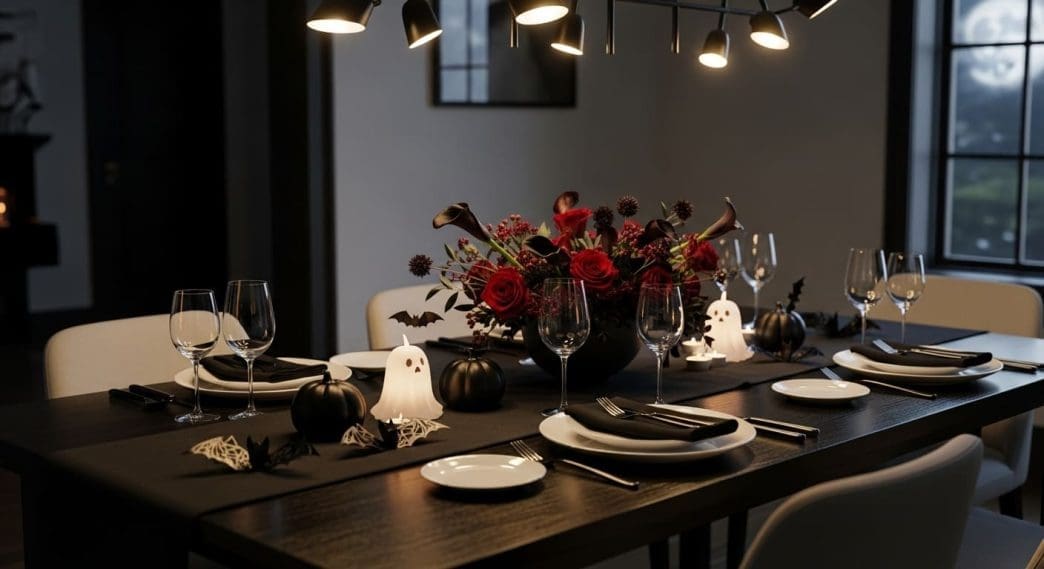 elegant halloween dining table decor