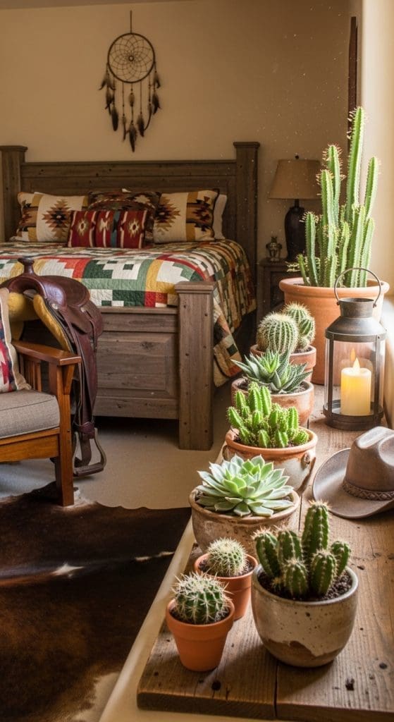 Cactus plants in terracotta pots