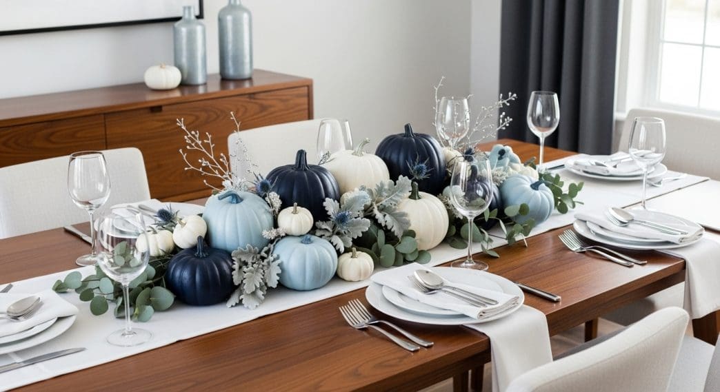 Blue Thanksgiving Table Decor