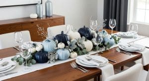 Blue Thanksgiving Table Decor