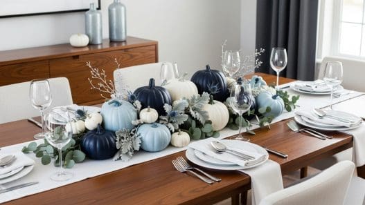 Blue Thanksgiving Table Decor