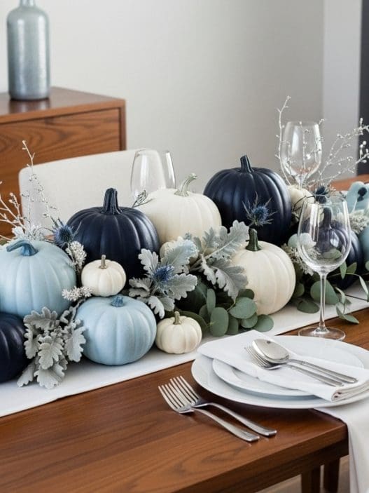 Blue Thanksgiving Table Decor