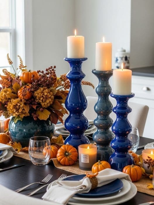Blue Thanksgiving Table Decor Ideas