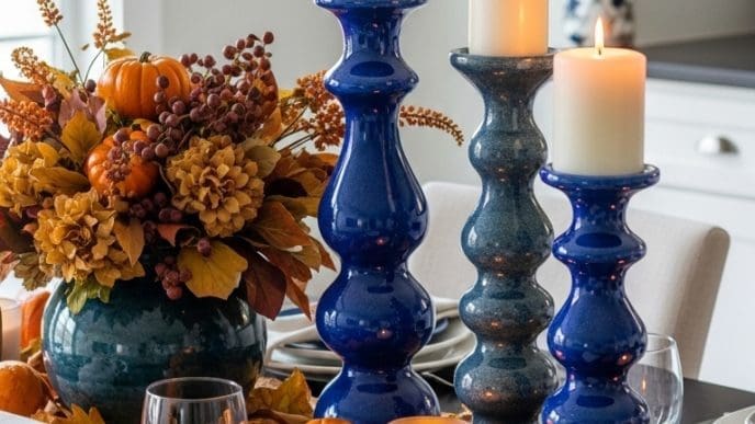 Blue Thanksgiving Table Decor Ideas