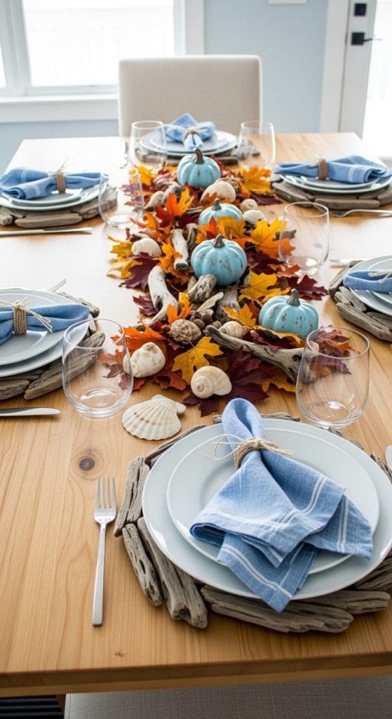 coastal style thanksgiving table decor