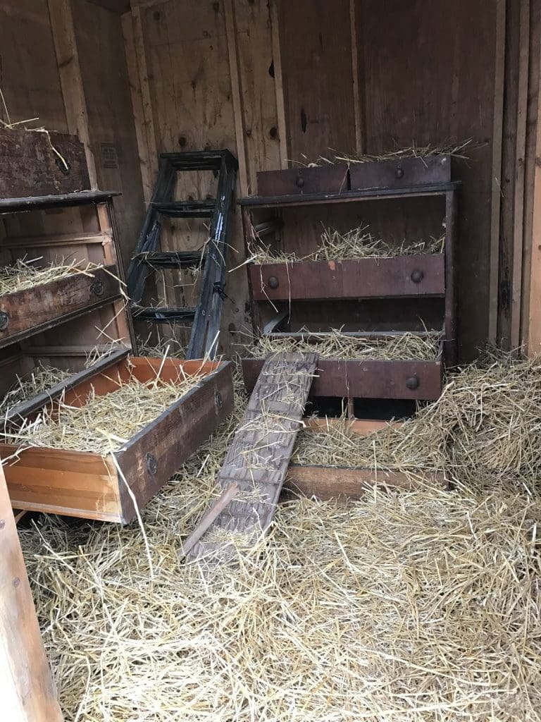 Chicken nest made from old dresser drawers
