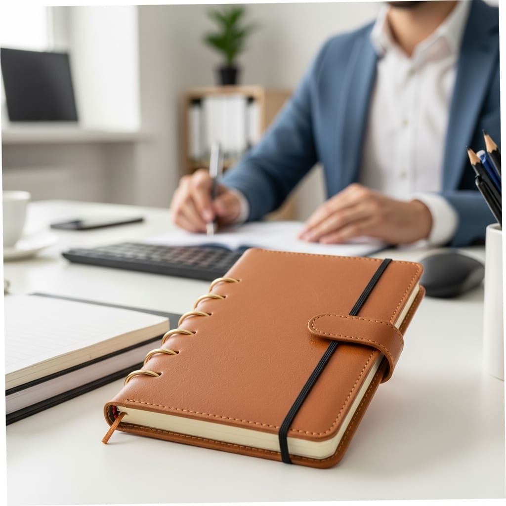 leather bound brown notebook christmas gift