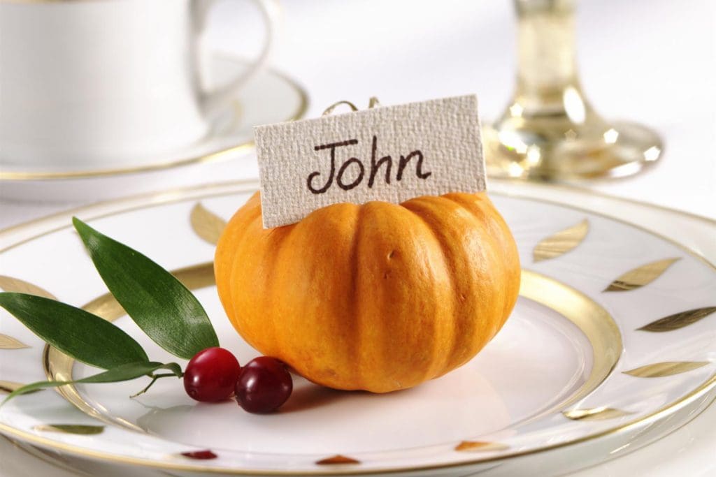 mini gourd with a paper place card
