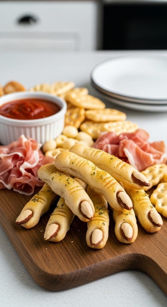 faux fingers made from bread and almonds