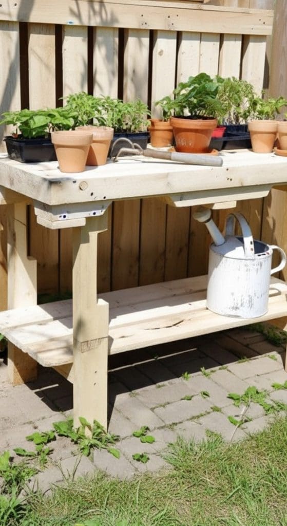 pallets made into a potting bench