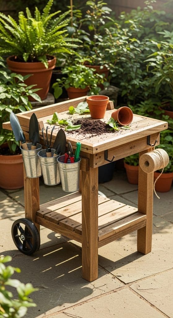potting bench on wheels so it is portable