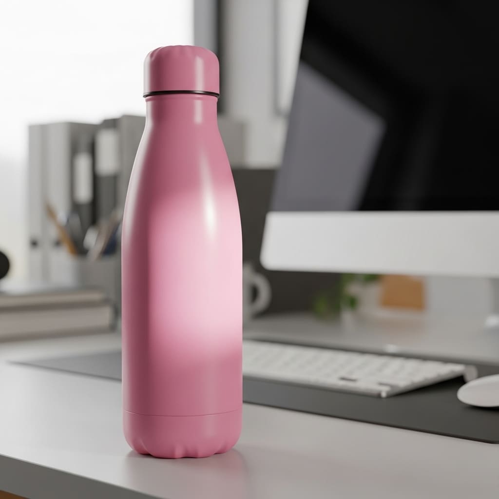pink travel water bottle