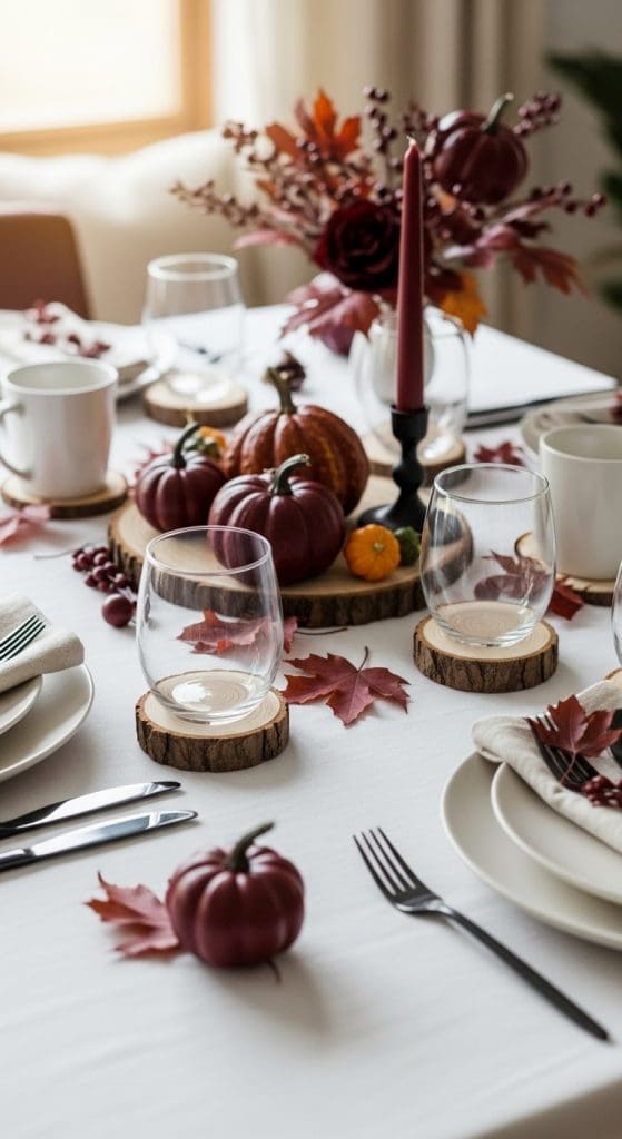 rustic wooden placemats used for drinking glass