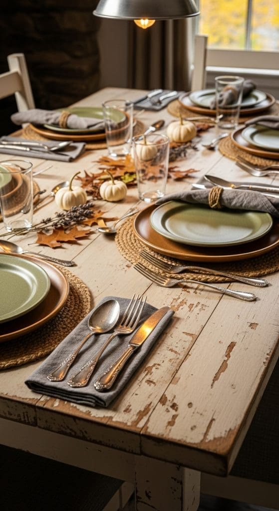 Silver Vintage cutlery on a cottage style table