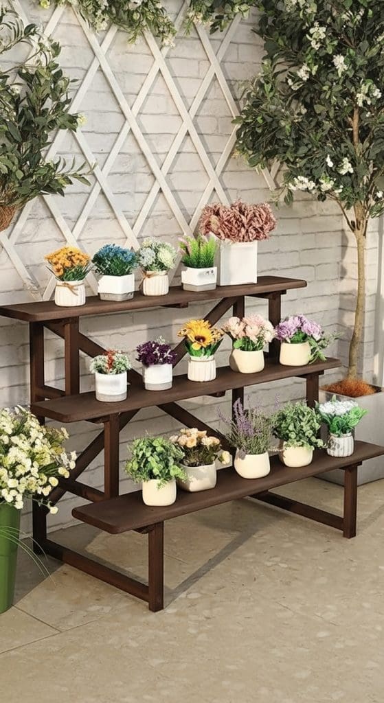 Tiered shelf potting bench