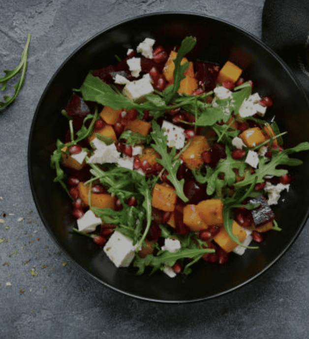 Butternut & Feta Harvest Bowl in a black dish