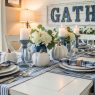 blue and white thanksgiving farmhouse decor