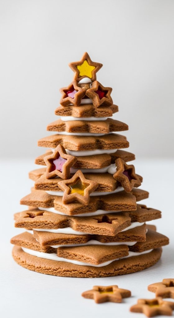 DIY Gingerbread tree with stars cut out for extra decoration