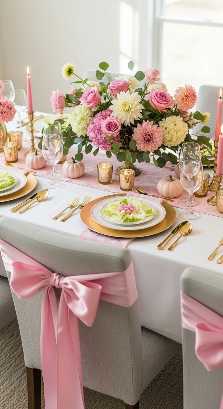 13 Beautiful Pink Thanksgiving Tablescape Ideas
