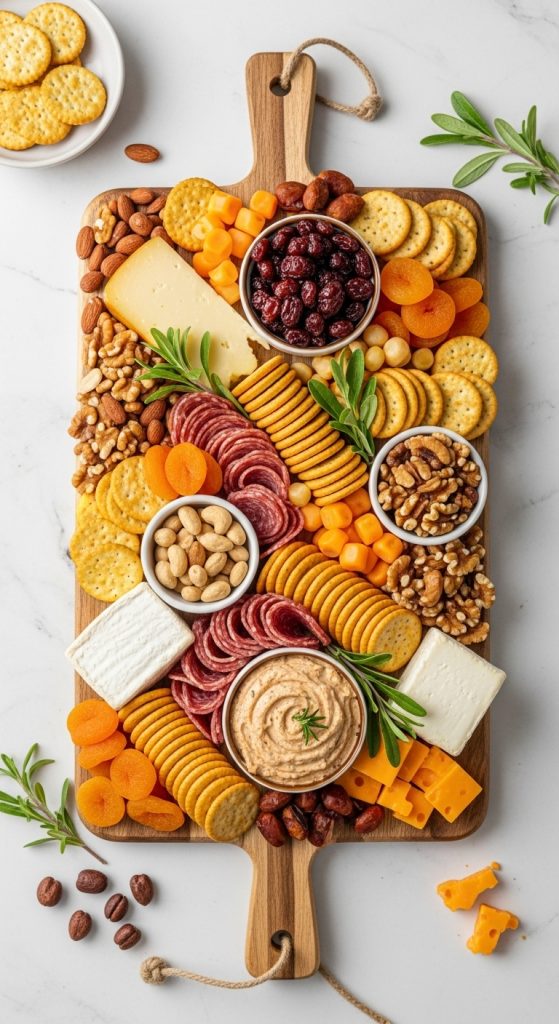 Easy Thanksgiving Charcuterie Board Ideas made from cheese, dips and crackers