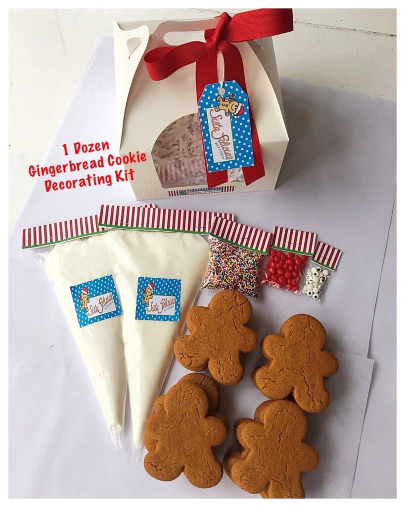 pre made cookie gift set with gingerbread men, sprinkles and icing