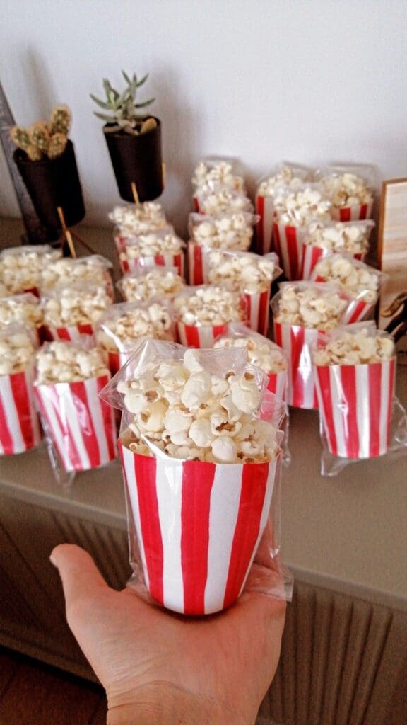 Mini packages of popcorn