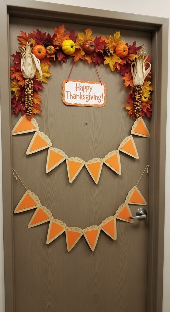 Pie shaped banner for thanksgiving office door decor