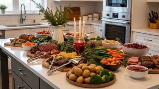 Christmas Buffet On A Kitchen Island