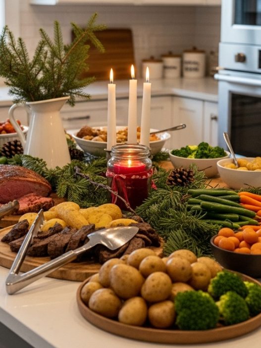 Christmas Buffet On A Kitchen Island