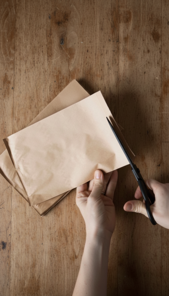 trim the edges of the bags to get a uniform shape with scissors