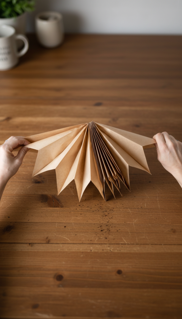 paper star being tested to see whether it will hold it's shape