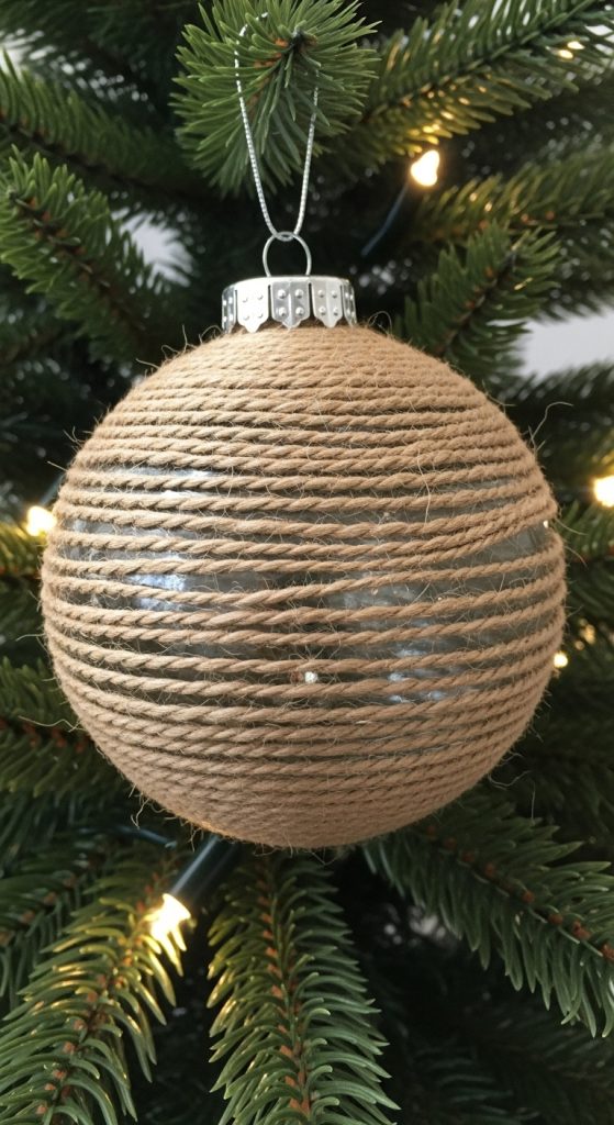 Christmas bauble wrapped in twine 