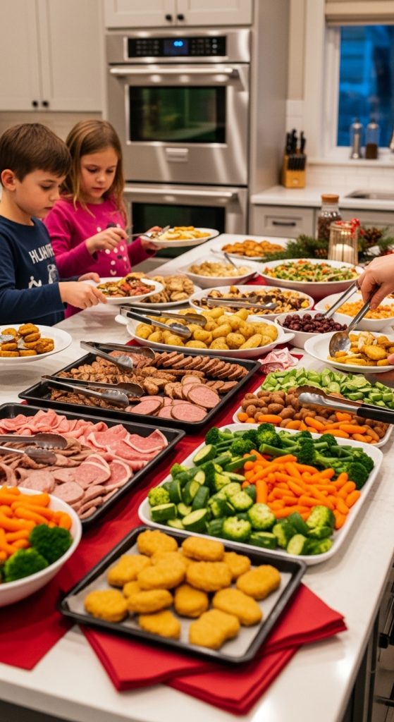 kids section on a kitchen island buffet for christmas