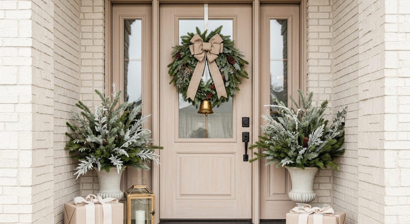 modern front door christmas decor ideas