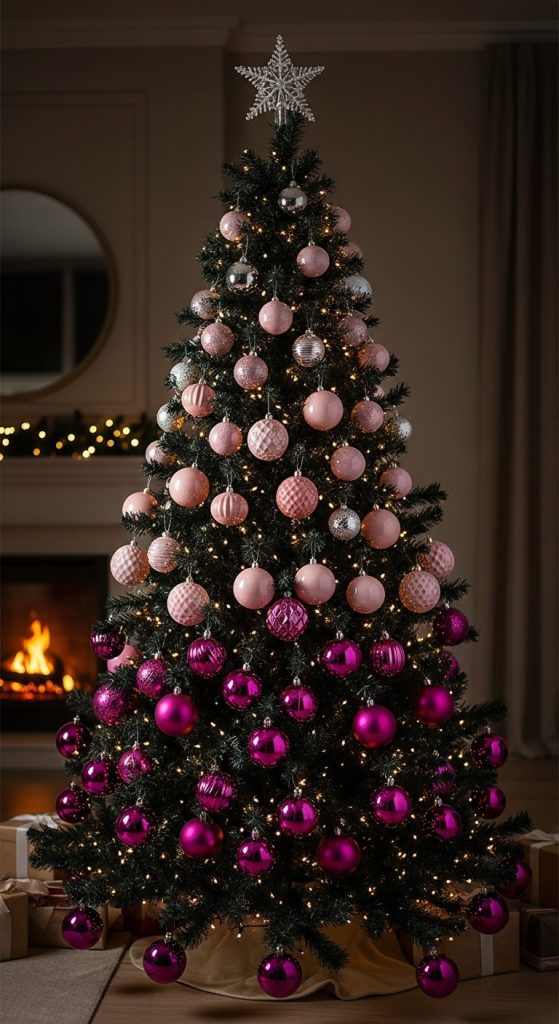 Ombre effect pink and black Christmas tree