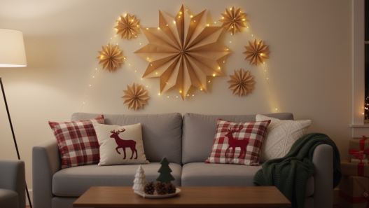 wall decor above sofa for christmas